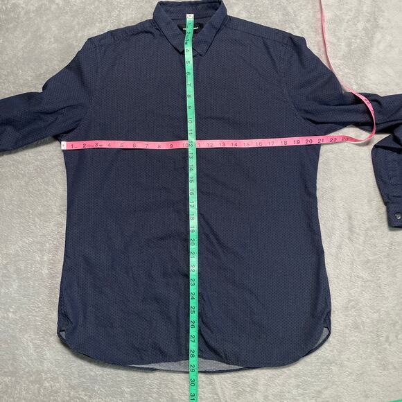 The Kooples Shirt Mens Large Blue Polka Dots Print Skull Button Smart Casual - Picture 7 of 8